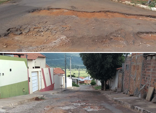 Ruas esburacadas no bairro Olhos D'água em Brumado deixam os moradores indignados