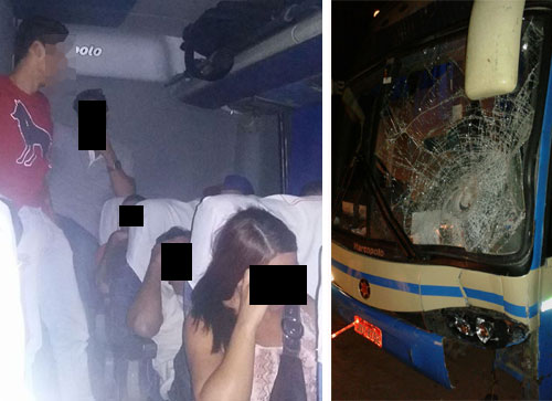 Após acidente passageiros viajam em pé em ônibus reserva da Novo Horizonte