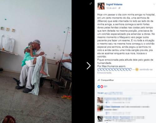 Foto de maqueiro cantando para paciente em hospital de Salvador faz sucesso na web