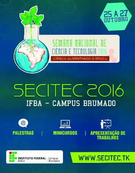 COMEÇA HOJE V SECITEC DO IFBA CAMPUS BRUMADO