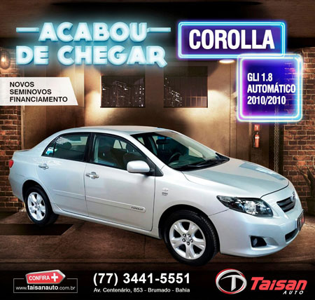 Que tal um Corolla GLI na sua garagem? passe na Taisan Auto, pois acabou de chegar