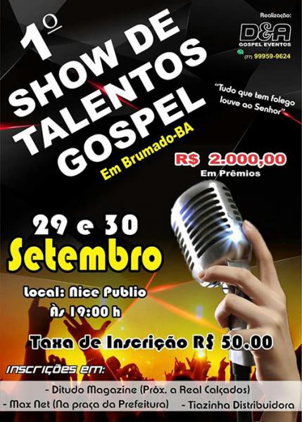 Será realizado em Brumado o 1º Show de Talento Gospel; confira o regulamento