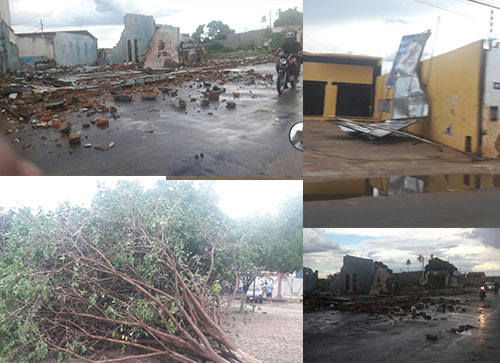 Chuva forte com rajadas de ventos provocam destruição em Livramento; veja o vídeo