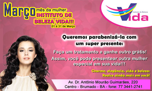 Promoção especial em homenagem a mulher no Instituto de Beleza Vida