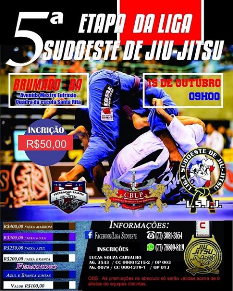 5ª etapa da Liga Sudoeste de Jiu-Jitsu acontece em Brumado e inscrições estão abertas