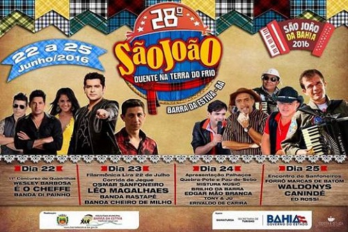 Divulgada a programação do  28º São João de Barra da Estiva