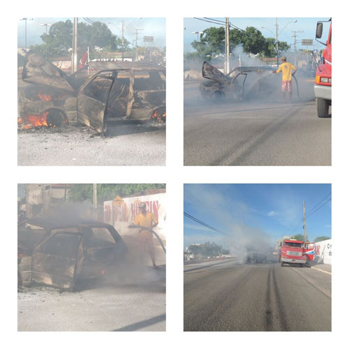 CARRO PEGA FOGO EM PLENA AVENIDA BARÃO DO RIO BRANCO