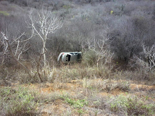 Motorista perde controle da direção e veículo cai em ribanceira na BA - 262 
