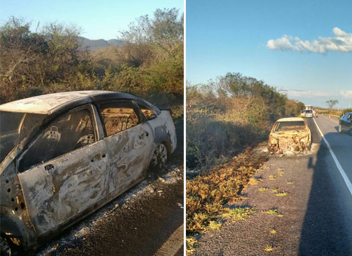 Carro é incendiado na BR - 030, próximo ao aeroporto