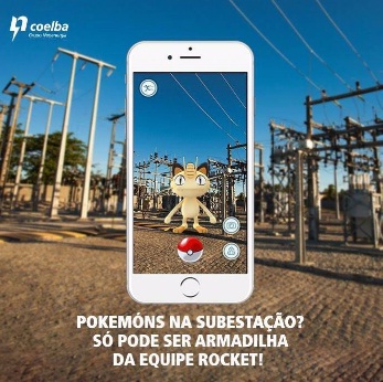 Coelba alerta para riscos de Pokemóns próximos à rede elétrica e subestações de energia