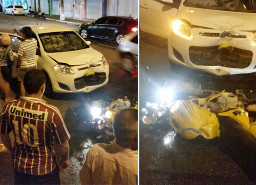 Moto colide frontalmente com carro na Coronel Tibério Meira em Brumado