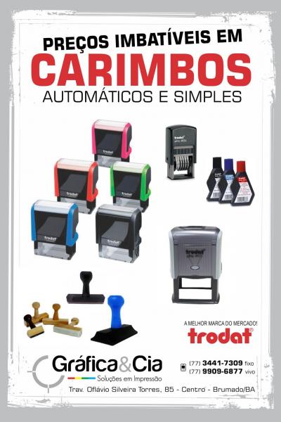 Preços imbatíveis em carimbos automáticos e simples é na Gráfica & Cia