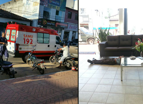 Idoso passa mal na rua, funcionários de funerária deram auxílio e acionou o Samu 192