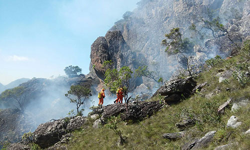 Incêndio toma conta do Pico das Almas nos limites de Rio de Contas e Livramento
