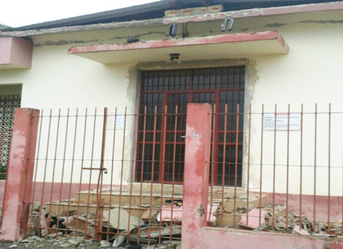 Parte do teto do Fórum Eliezer Rodrigues de Souza desabou