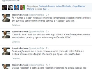 Em rede social, Joaquim Barbosa ataca ministro da Justiça e adversários