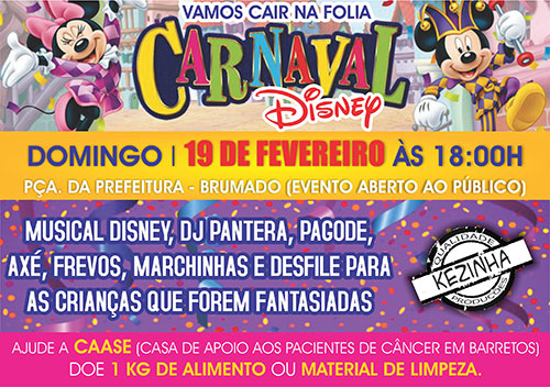 Kezinha Produções , convida as crianças  e seus familiares  para à verdadeira alegria do carnaval. 