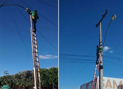 Em Malhada de Pedras a prefeitura inicia manutenção da iluminação pública