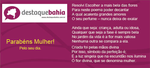 O Destaquebahia parabeniza todas as mulheres pelo seu dia