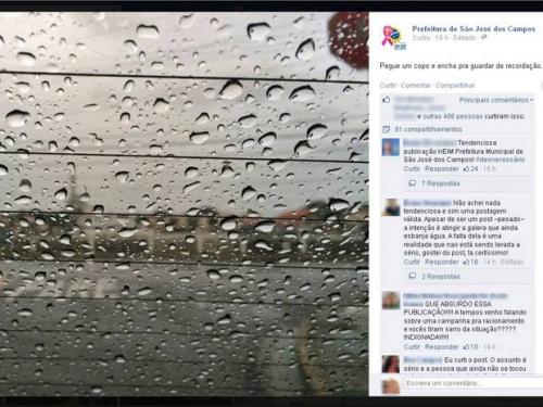 Prefeitura de São José brinca com a escassez da chuva em rede social