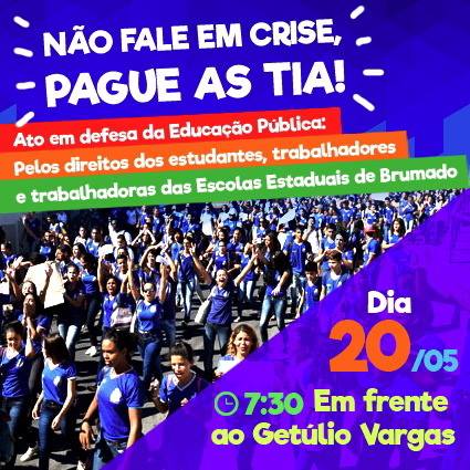 Alunos e funcionários realizarão protesto em defesa dos terceirizados que estão sem receber há mais de quatro meses