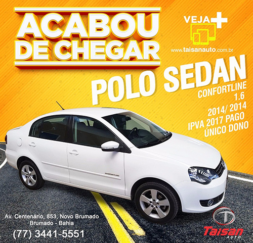 Acabou de chegar: confira na Taisan Auto Polo Sendan IPVA 2017 pago, com preço e condições incríveis