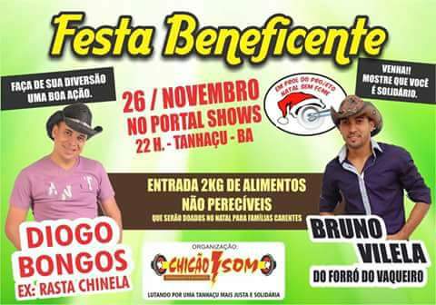Grande show beneficente será realizado em Tanhaçu em prol do Natal Sem Fome