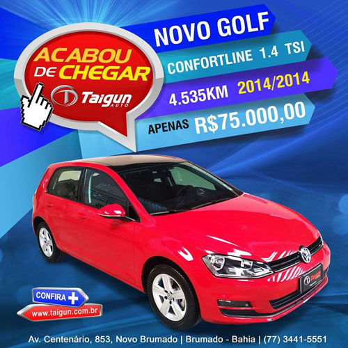 Seu Novo Golf acaba de chegar na Taigun Auto