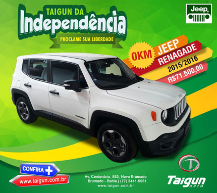 Acaba de chegar na Taigun Auto o JEEP Renagade, sucesso de vendas fabricado no Brasil