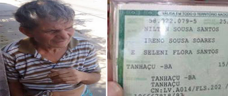 O tanhaçuense Nilton Souza Santos está perdido nas ruas de Guarulhos / SP