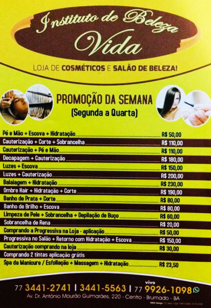 PROMOÇÃO IMPERDÍVEL EM COSMÉTICOS E SERVIÇOS NO INSTITUTO DE BELEZA VIDA